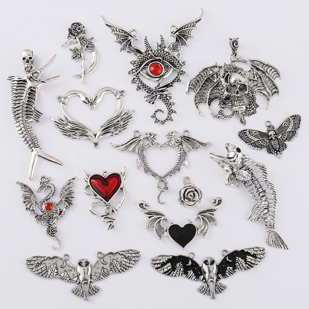Wholesale 20pcs Gothic style dark punk love DIY necklace pendant